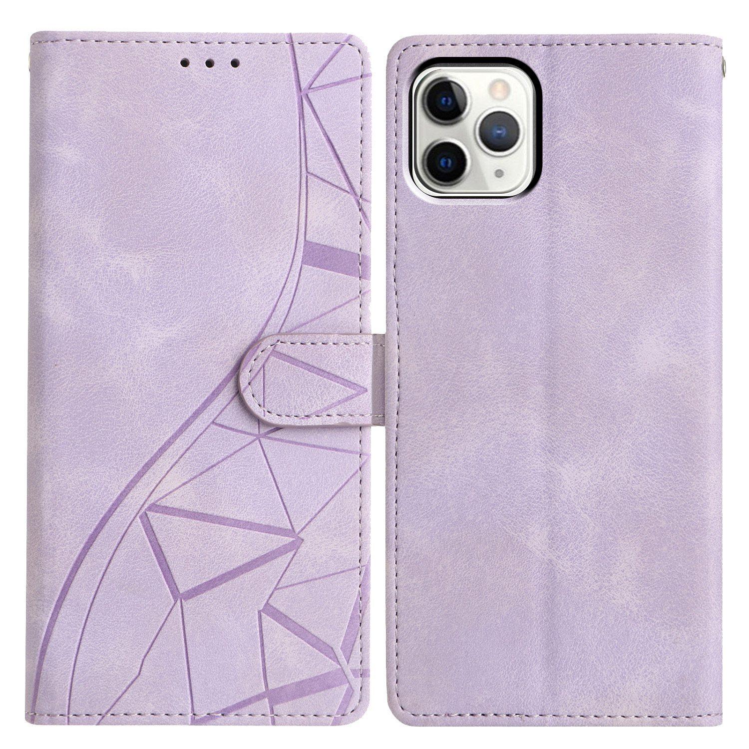 For iPhone 11 Pro Triangles Embossed Leather Phone Case(Purple) - Shopkiz.com