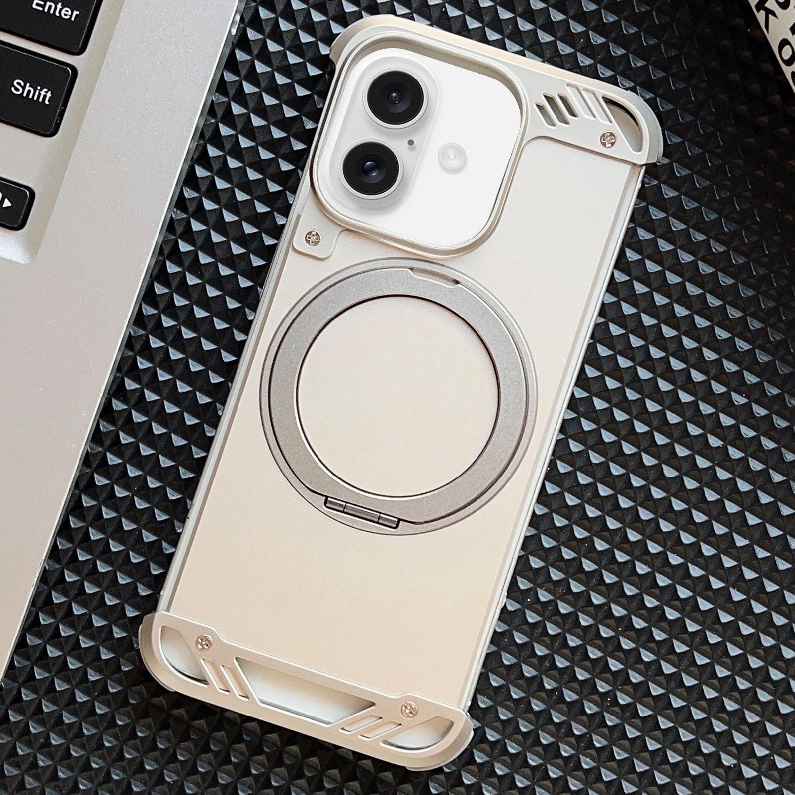 For iPhone 16 Plus Frameless Aromatherapy MagSafe Holder Phone Case(Titanium) - Shopkiz.com
