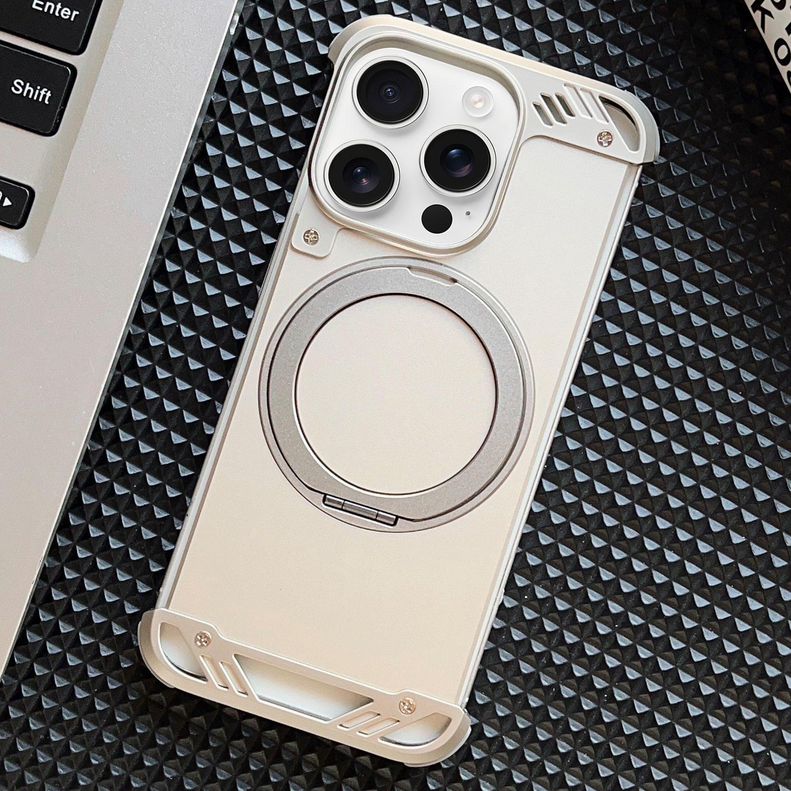 For iPhone 16 Pro Frameless Aromatherapy MagSafe Holder Phone Case(Titanium) - Shopkiz.com