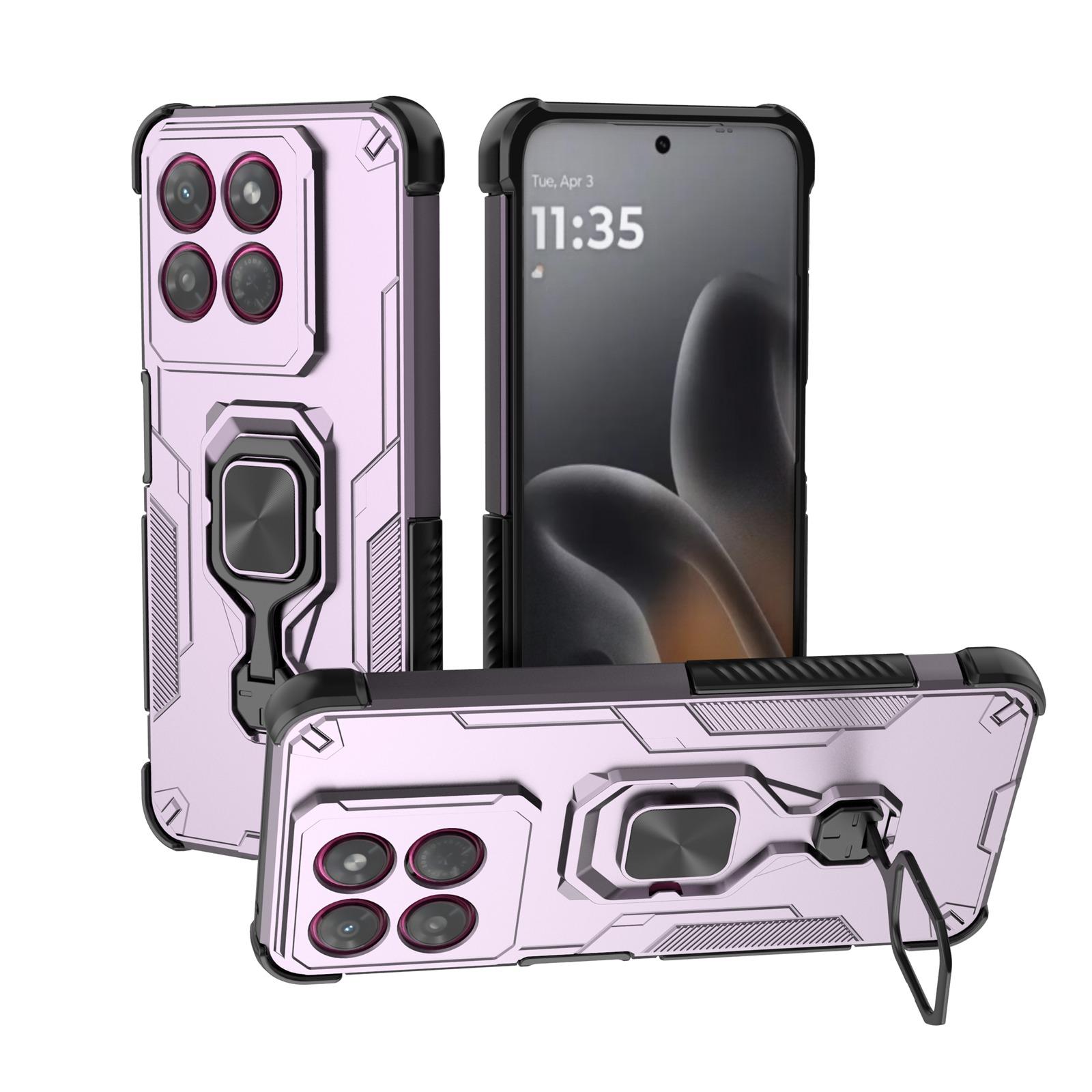 For Motorola Moto G37 Power 5G Metal Kickstand TPU Hybrid PC Phone Case(Purple) - Shopkiz.com