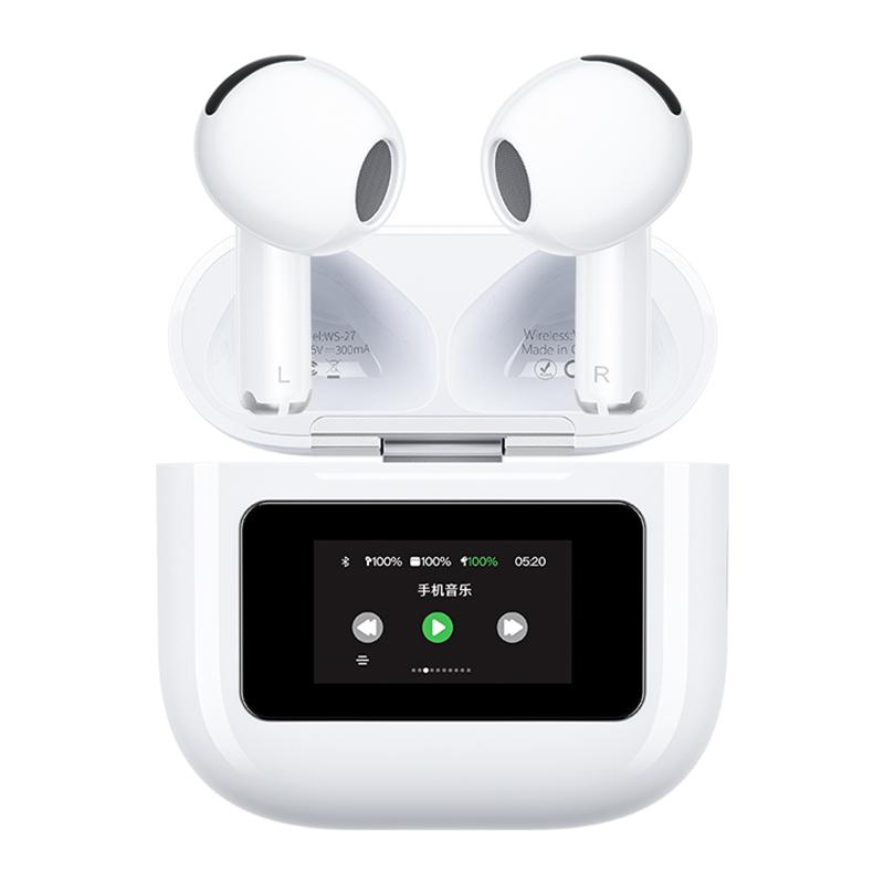 WK WS-27 Liton Series Wireless Earbuds with Smart Color Screen(White) - Shopkiz.com