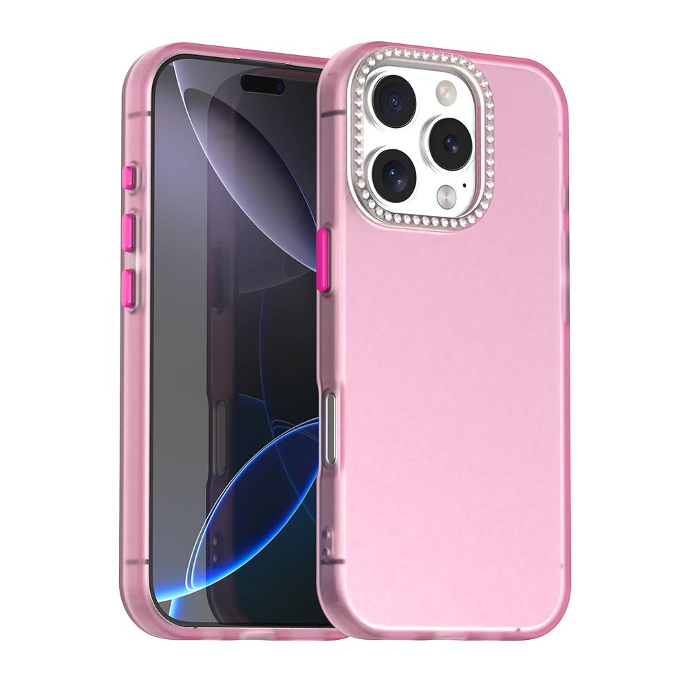 For iPhone 16 Pro Candy Diamond Frosted PC Hybrid TPU Phone Case(Red) - Shopkiz.com