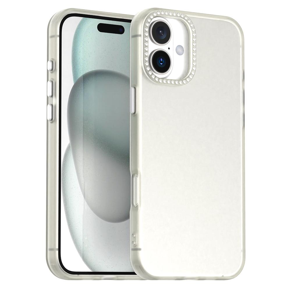 For iPhone 16 Plus Candy Diamond Frosted PC Hybrid TPU Phone Case(White) - Shopkiz.com