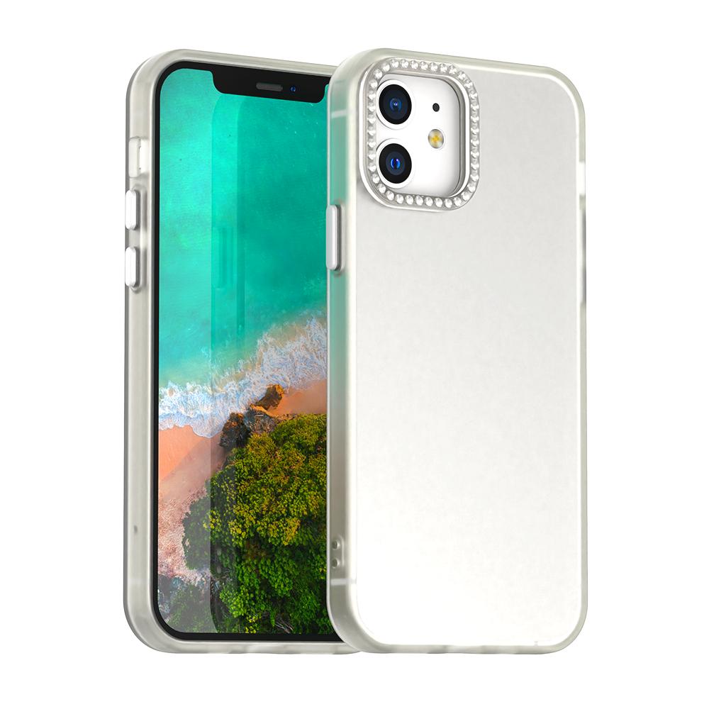 For iPhone 12 Candy Diamond Frosted PC Hybrid TPU Phone Case(White) - Shopkiz.com