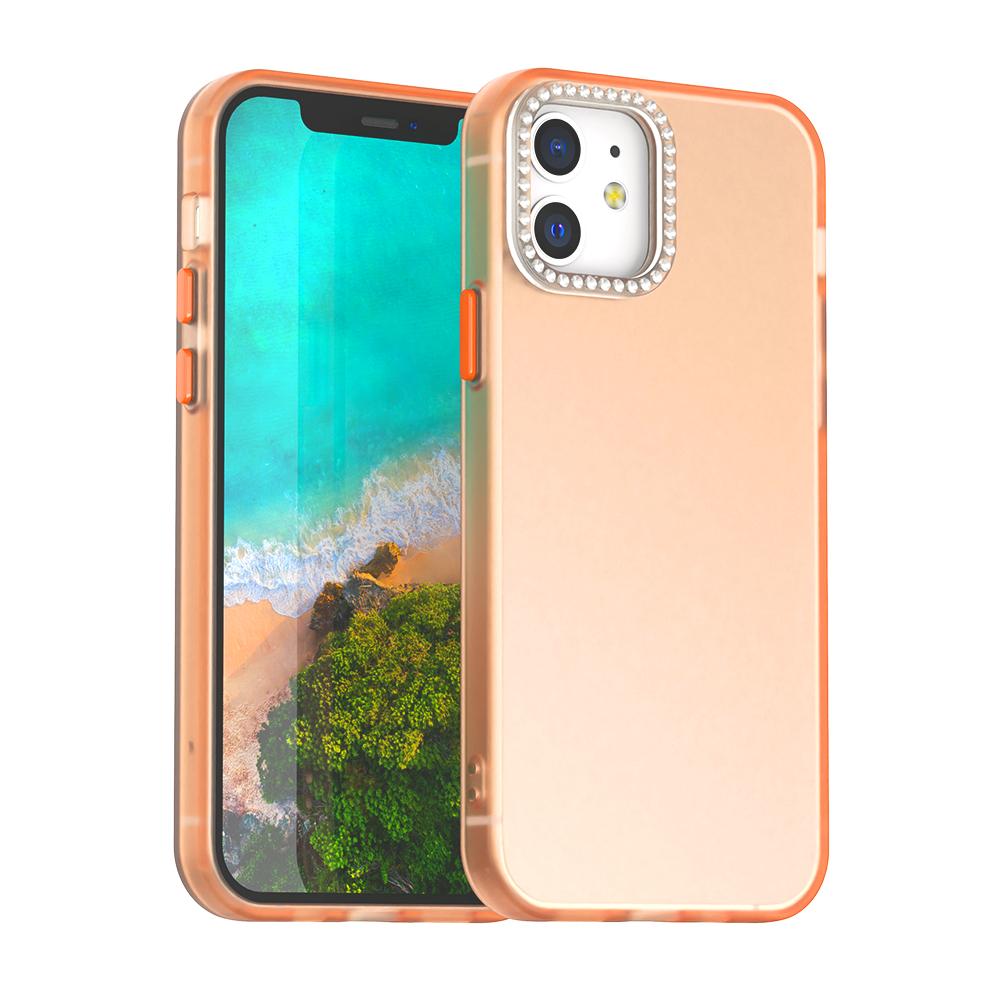 For iPhone 12 Candy Diamond Frosted PC Hybrid TPU Phone Case(Orange) - Shopkiz.com