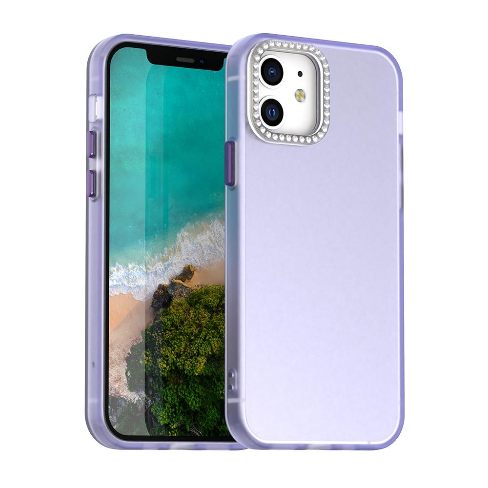 For iPhone 12 Candy Diamond Frosted PC Hybrid TPU Phone Case(Purple) - Shopkiz.com