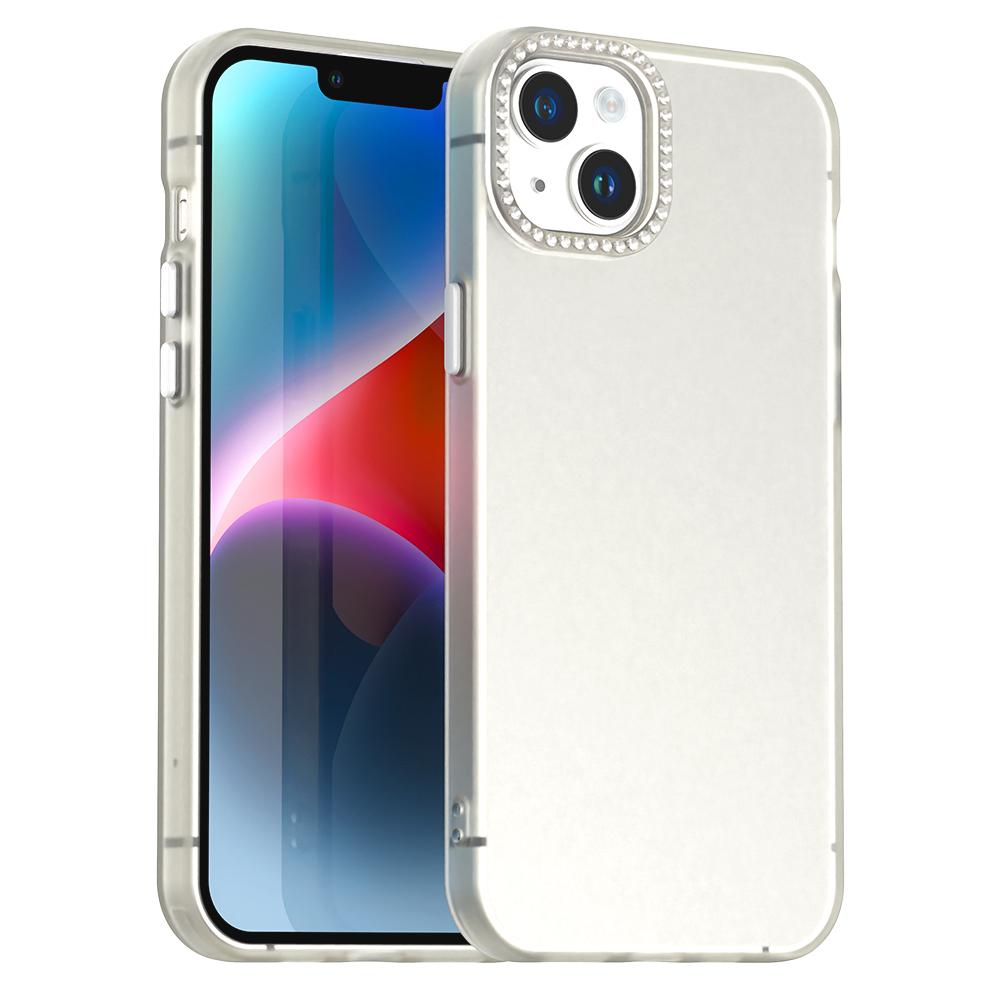 For iPhone 15 Plus Candy Diamond Frosted PC Hybrid TPU Phone Case(White) - Shopkiz.com