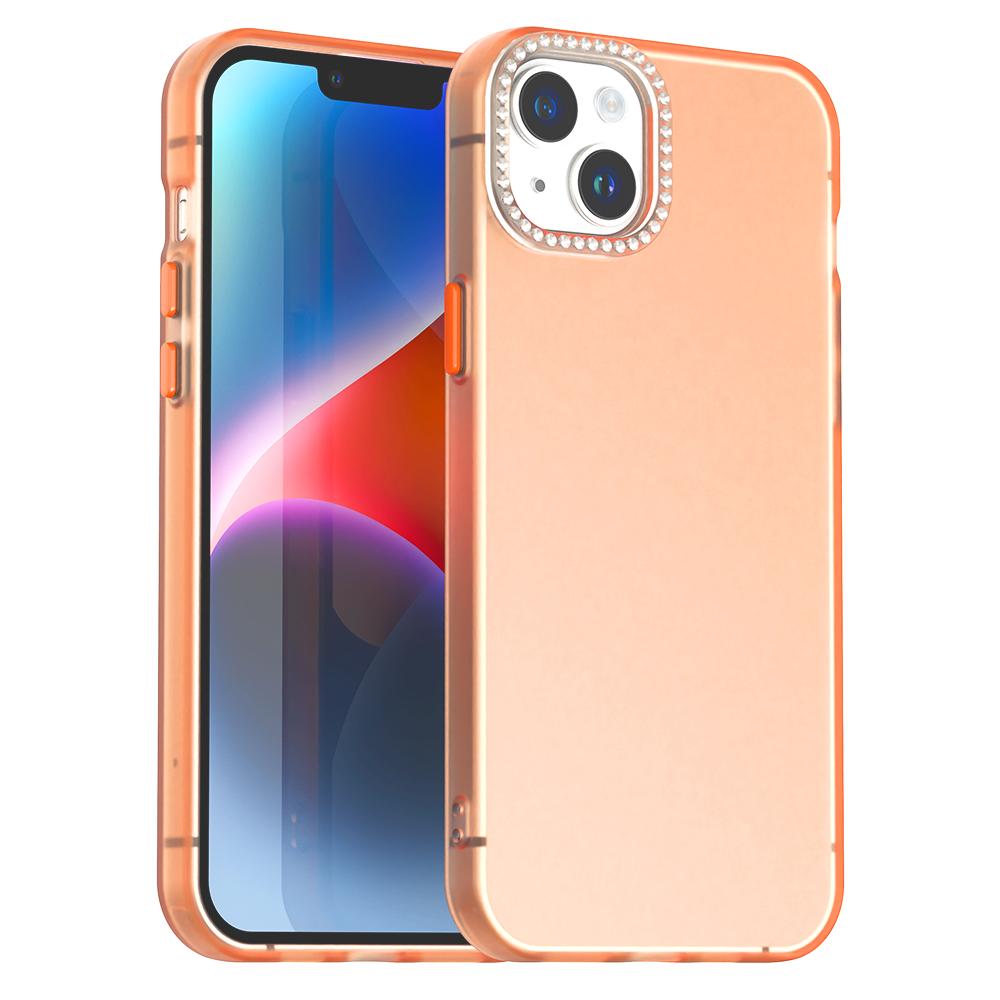 For iPhone 15 Plus Candy Diamond Frosted PC Hybrid TPU Phone Case(Orange) - Shopkiz.com