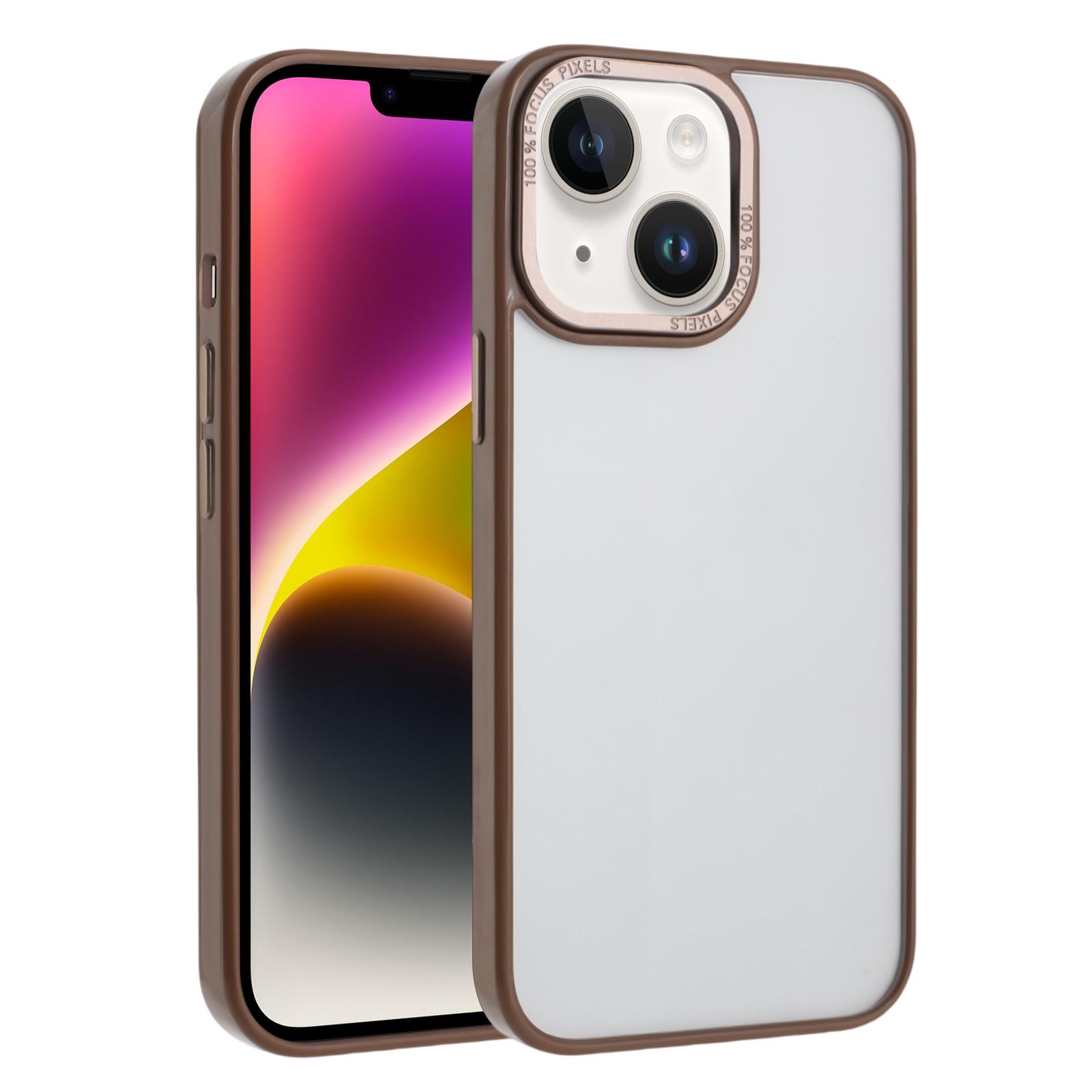 For iPhone 14 / 13 Macaron PC Hybrid TPU Glossy Phone Case(Desert Gold) - Shopkiz.com
