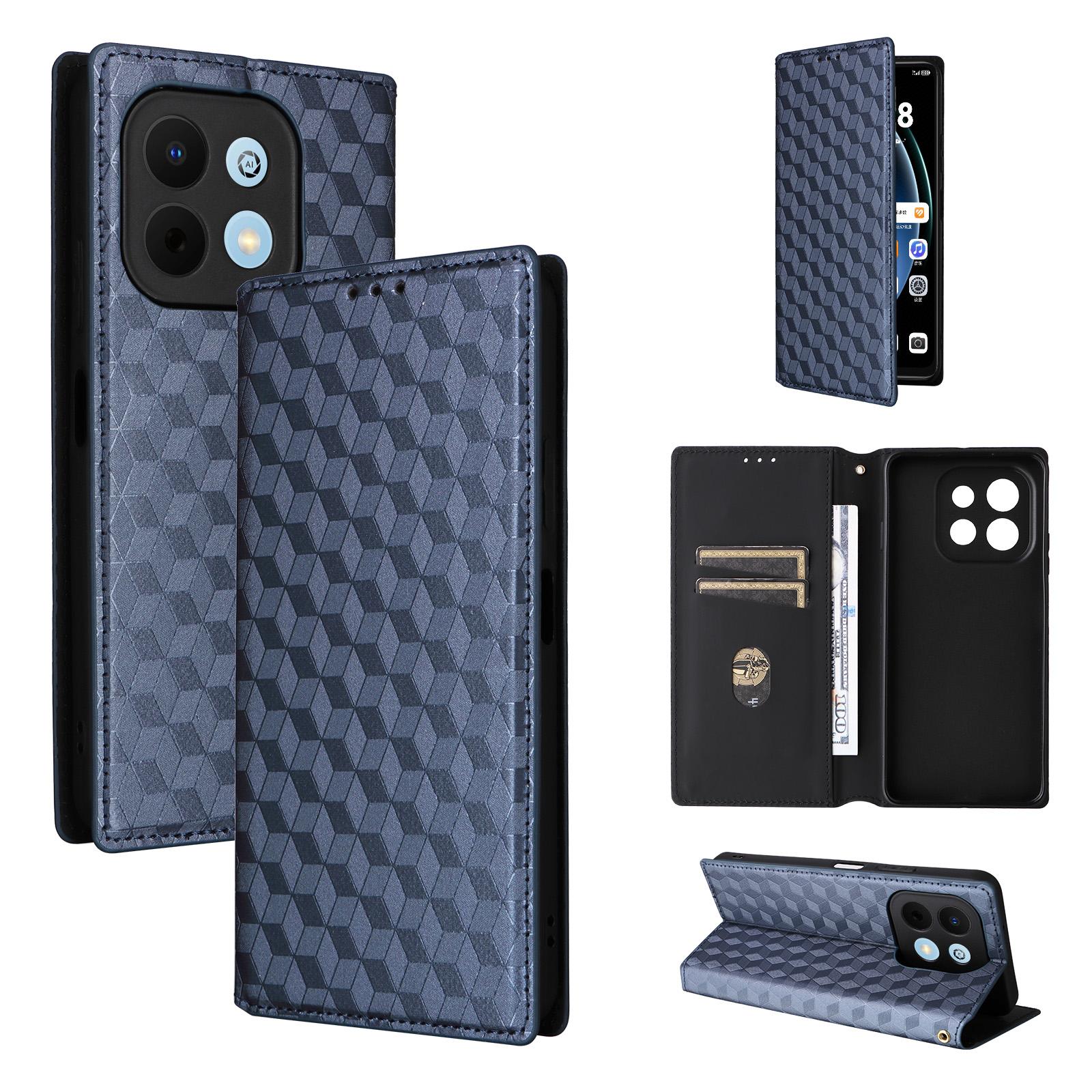 For Huawei nova Y74 4G / Enjoy 90 Plus 5G Cubic Grid Texture Flip Leather Phone Case(Blue) - Shopkiz.com