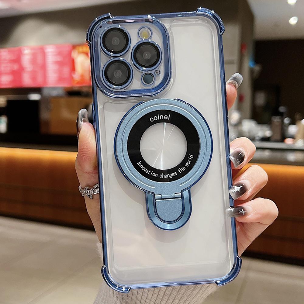 For iPhone 15 Pro Max Space Shield MagSafe Holder Shockproof Phone Case(Sierra Blue) - Shopkiz.com