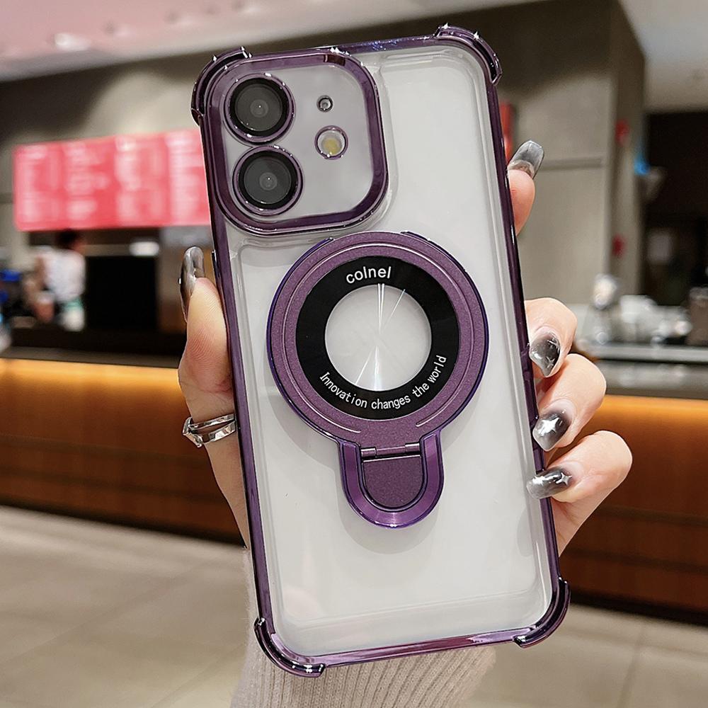 For iPhone 11 Space Shield MagSafe Holder Shockproof Phone Case(Purple) - Shopkiz.com