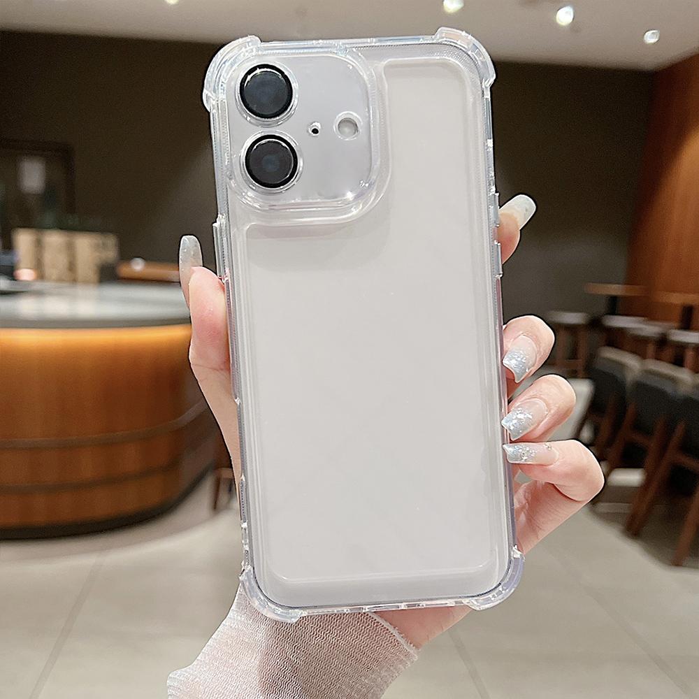For iPhone 16 Electroplating Space TPU Four-corner Shockproof Phone Case with Lens Film(Transparent) - Shopkiz.com