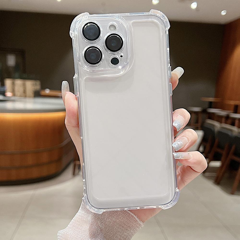 For iPhone 15 Pro Electroplating Space TPU Four-corner Shockproof Phone Case with Lens Film(Transparent) - Shopkiz.com