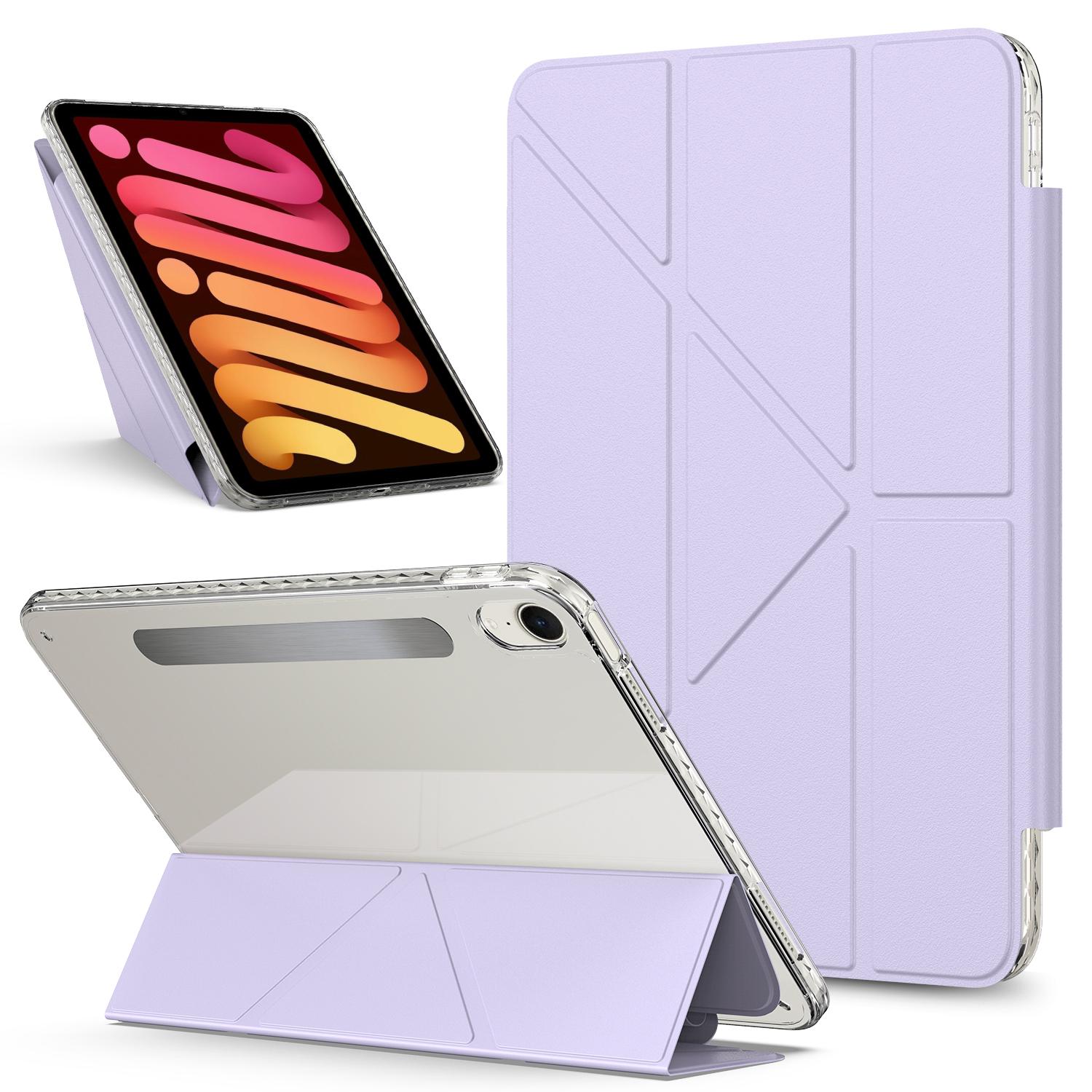 For iPad mini 2024 / 2021 Detachable Backshell Folding Holder Smart Tablet Leather Case(Purple) - Shopkiz.com