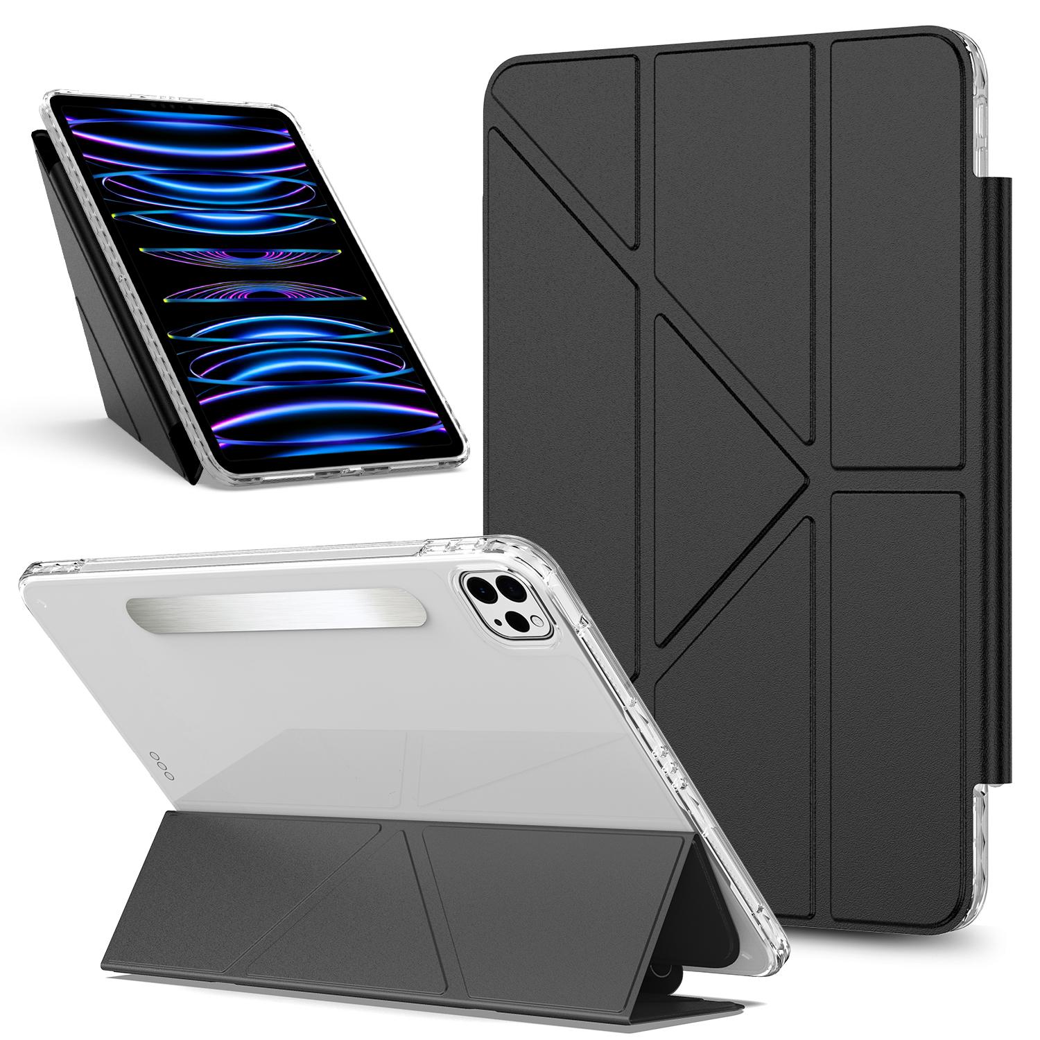 For iPad Pro 13 2025 / 2024 Detachable Backshell Folding Holder Smart Tablet Leather Case(Black) - Shopkiz.com