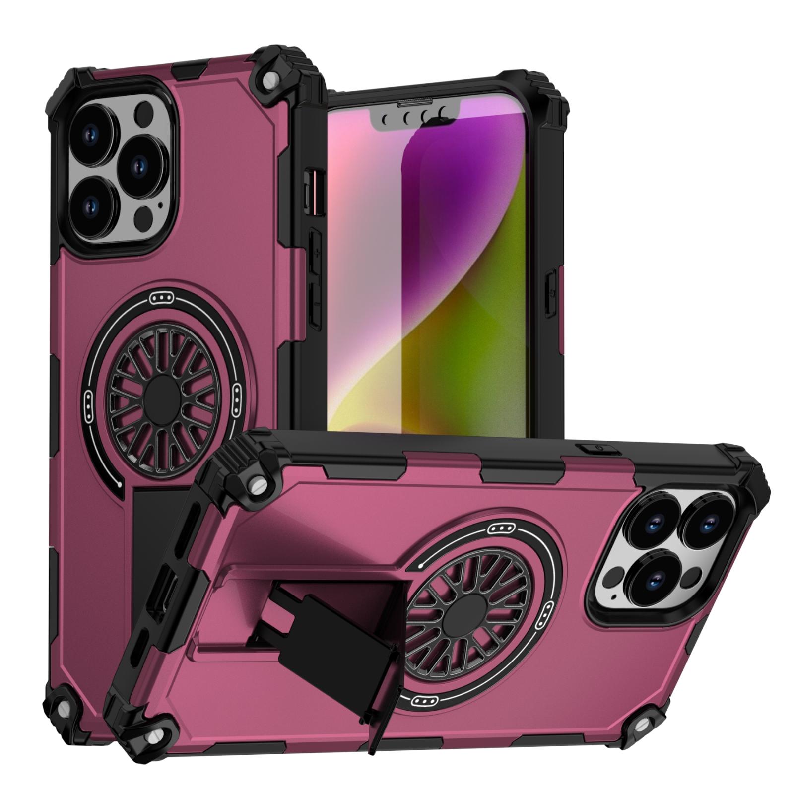 For iPhone 13 Pro Max Shockproof Kickstand Metallic Shaft MagSafe Phone Case(Purple) - Shopkiz.com