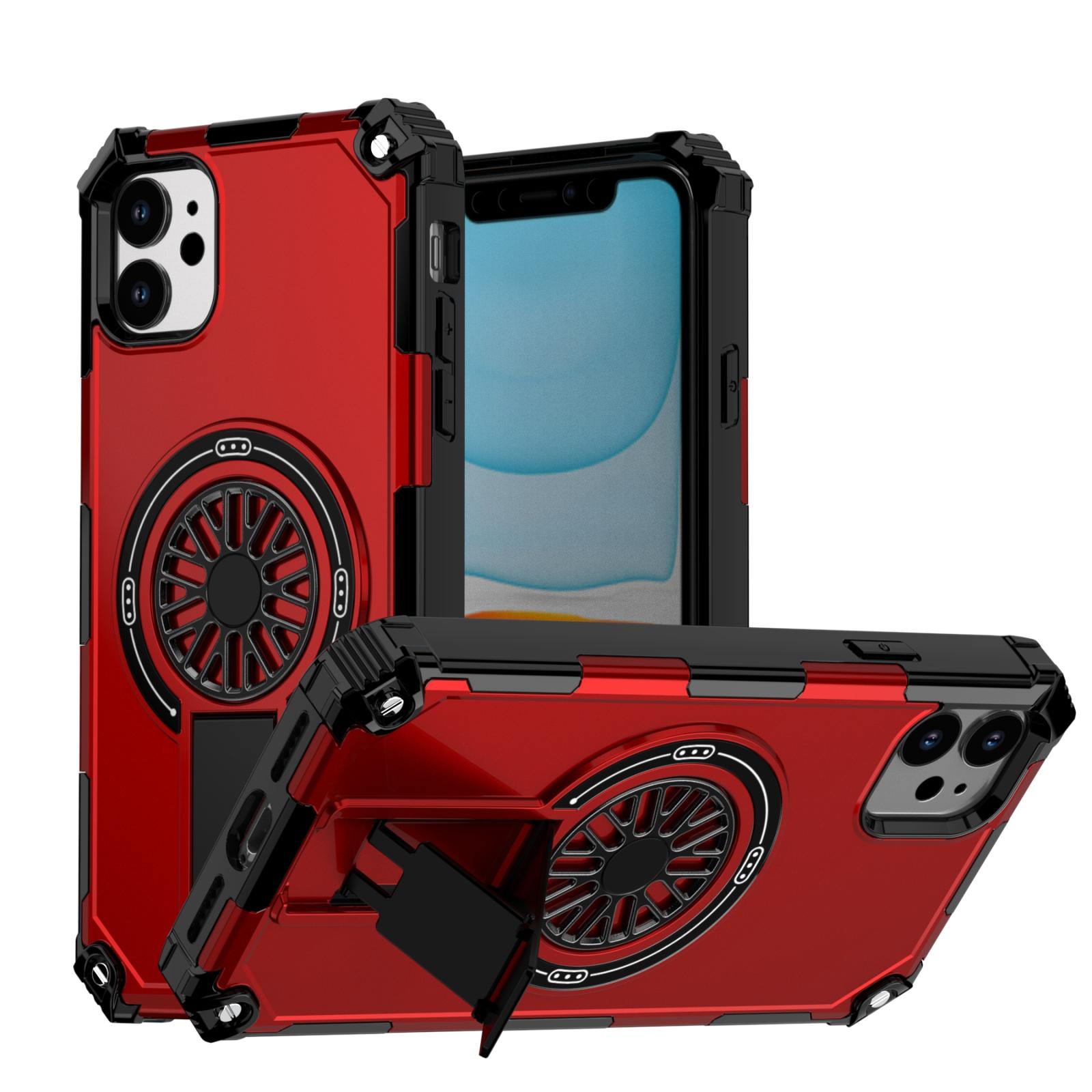 For iPhone 11 Shockproof Kickstand Metallic Shaft MagSafe Phone Case(Red) - Shopkiz.com
