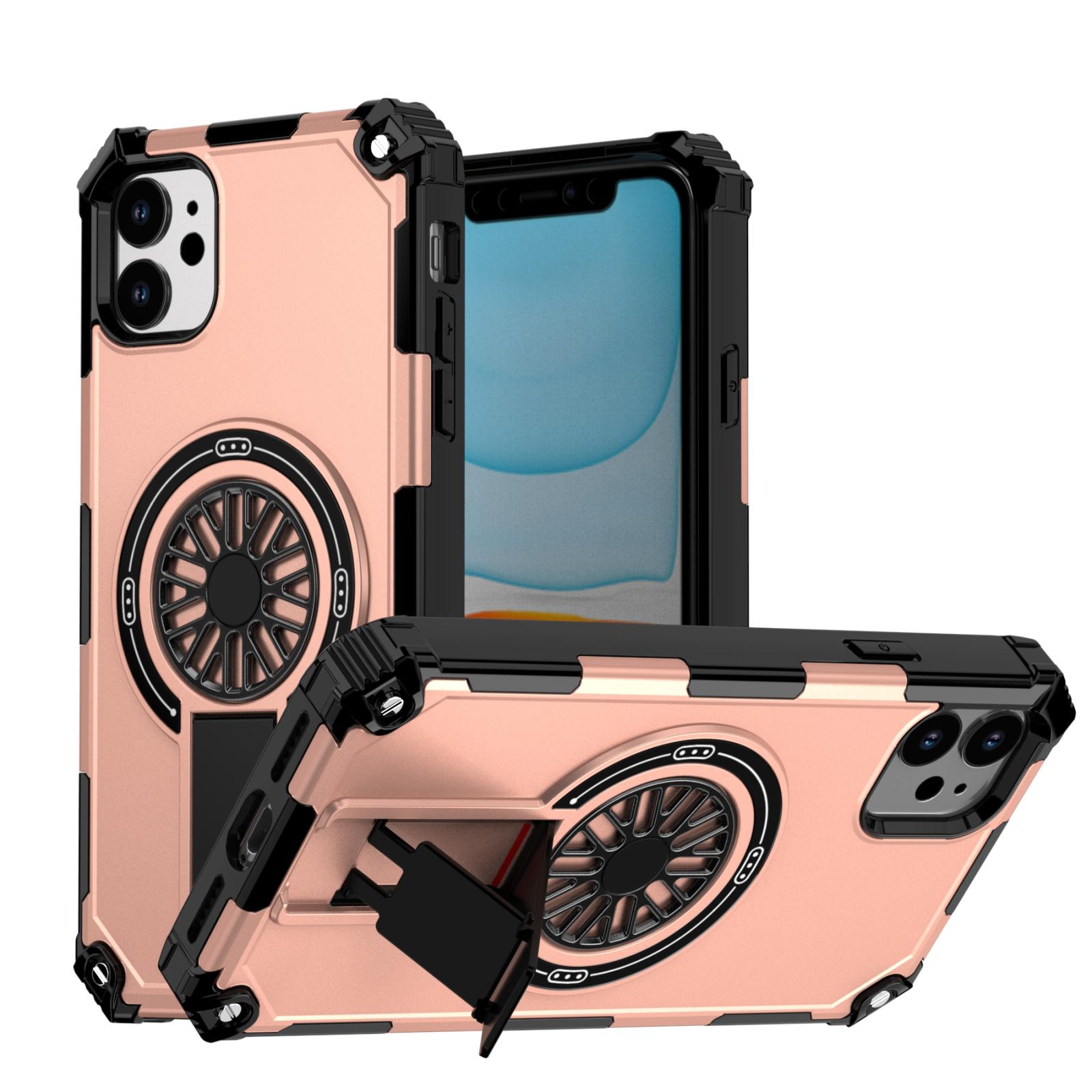 For iPhone 11 Shockproof Kickstand Metallic Shaft MagSafe Phone Case(Rose Gold) - Shopkiz.com
