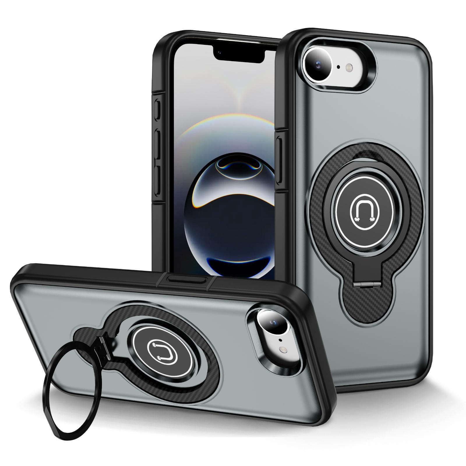 For iPhone 17e / 16e TPU Hybrid PC Magnetic Holder Phone Case(Grey) - Shopkiz.com