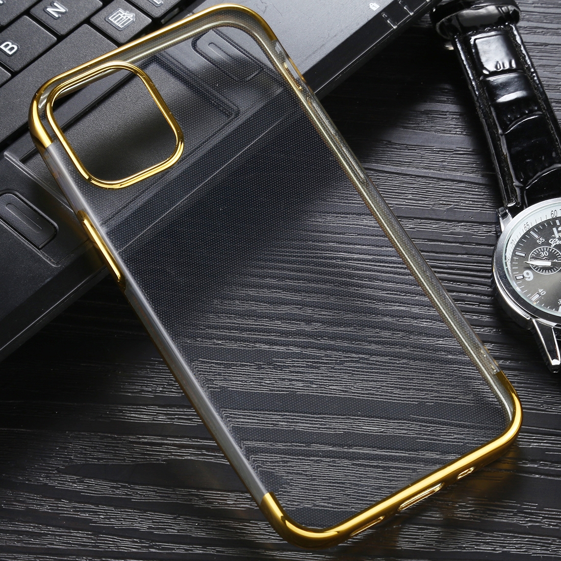 For iPhone 12 Pro Max Three Stage Electroplating TPU Protective Soft Case(Gold) - Shopkiz.com
