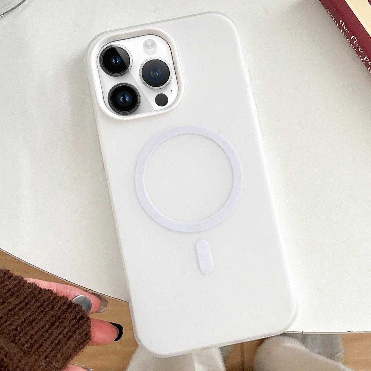 For iPhone 12 Pro Max Skin Feel MagSafe Magnetic PC Hybrid TPU Phone Case(White) - Shopkiz.com