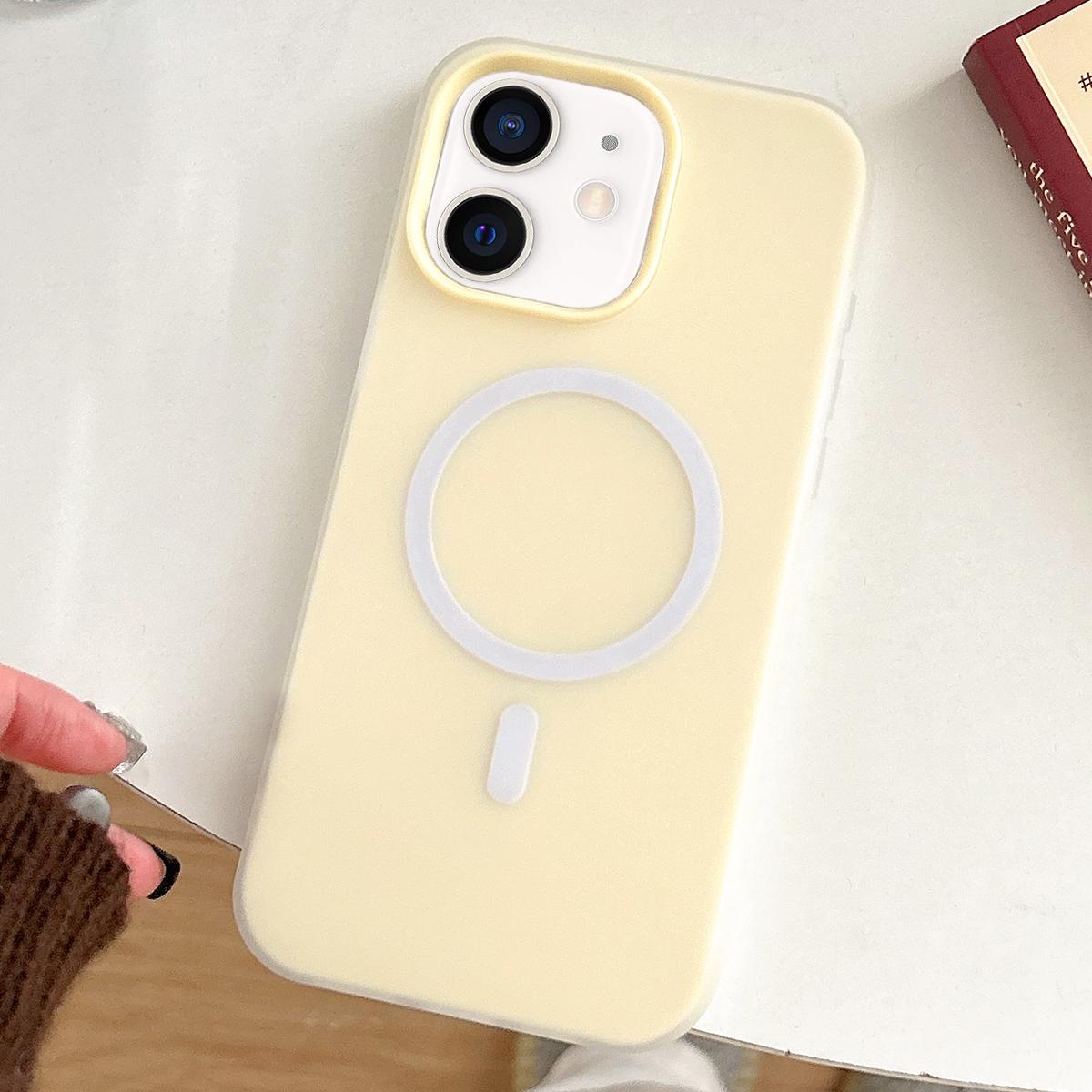 For iPhone 12 Skin Feel MagSafe Magnetic PC Hybrid TPU Phone Case(Yellow) - Shopkiz.com