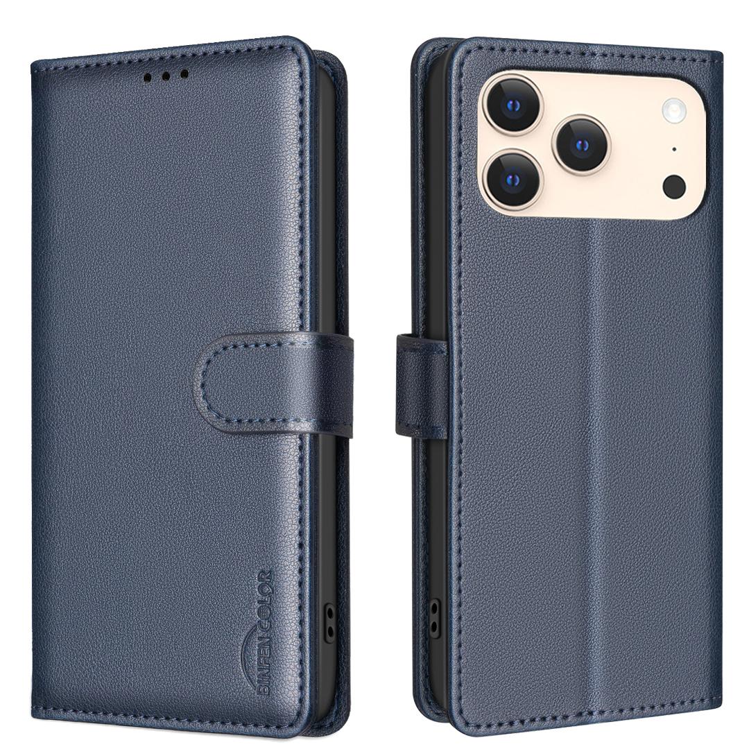 For iPhone 18 Pro/17 Pro Litchi Texture RFID Anti-theft Leather Phone Case(Blue) - Shopkiz.com