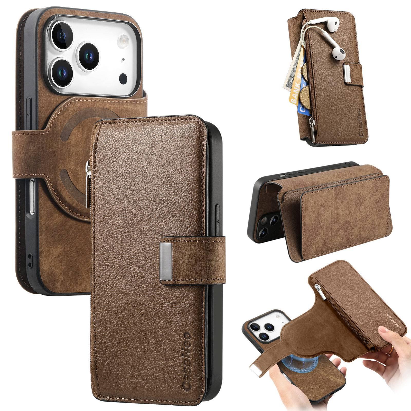 For iPhone 18 Pro Max / 17 Pro Max CaseNeo MagSafe RFID Anti-theft Zipper Wallet Retro Leather Phone Case(Brown) - Shopkiz.com