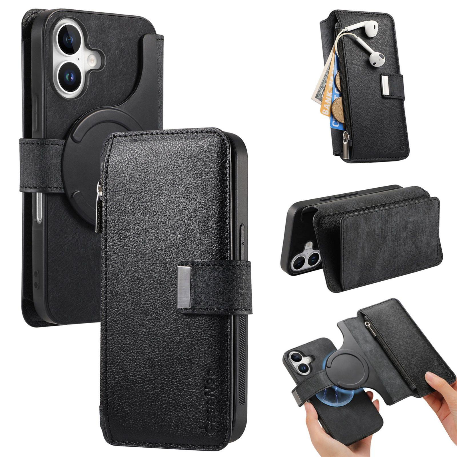 For iPhone 18 / 17 CaseNeo MagSafe RFID Anti-theft Zipper Wallet Retro Leather Phone Case(Black) - Shopkiz.com