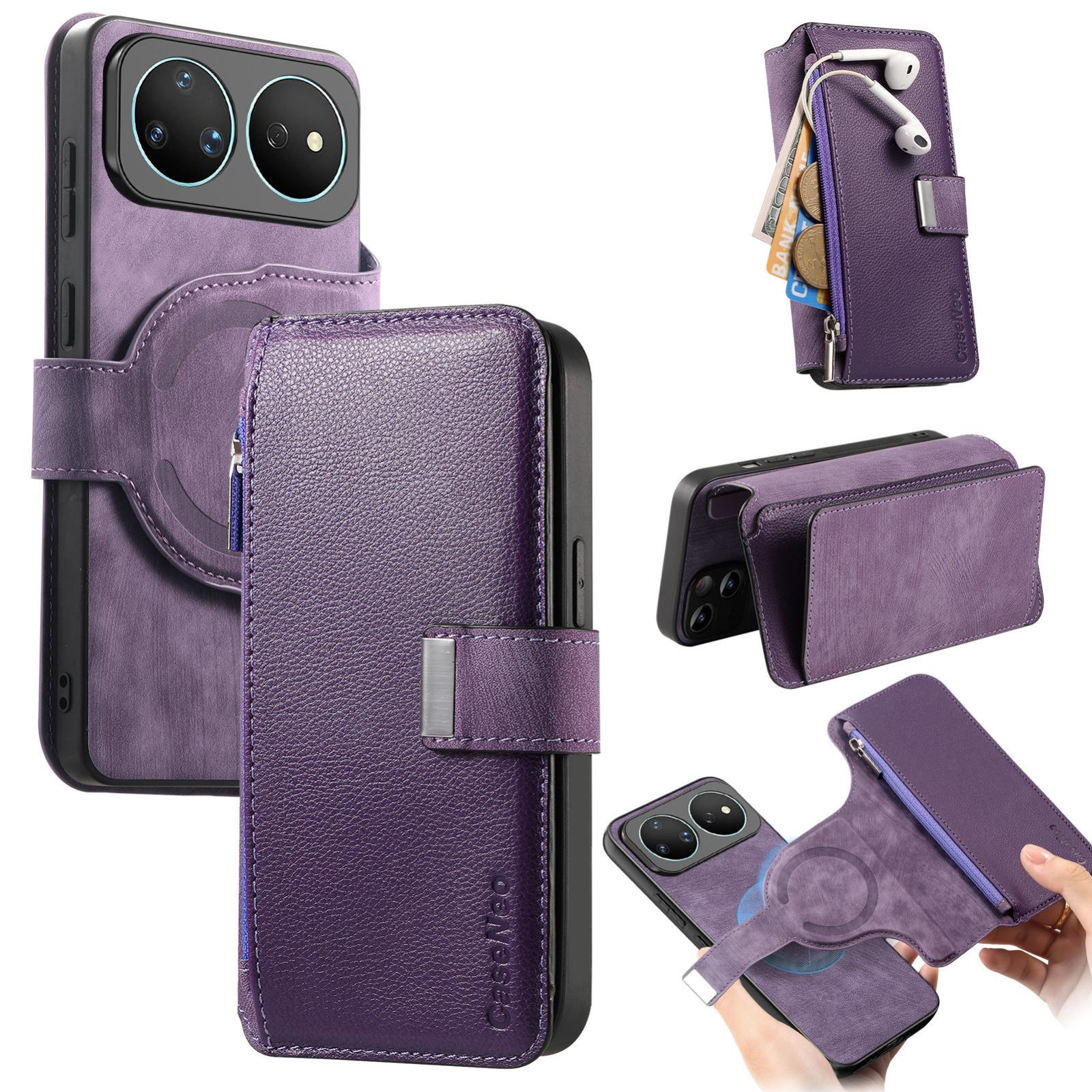 For Huawei nova 16 CaseNeo MagSafe RFID Anti-theft Zipper Wallet Retro Leather Phone Case(Purple) - Shopkiz.com