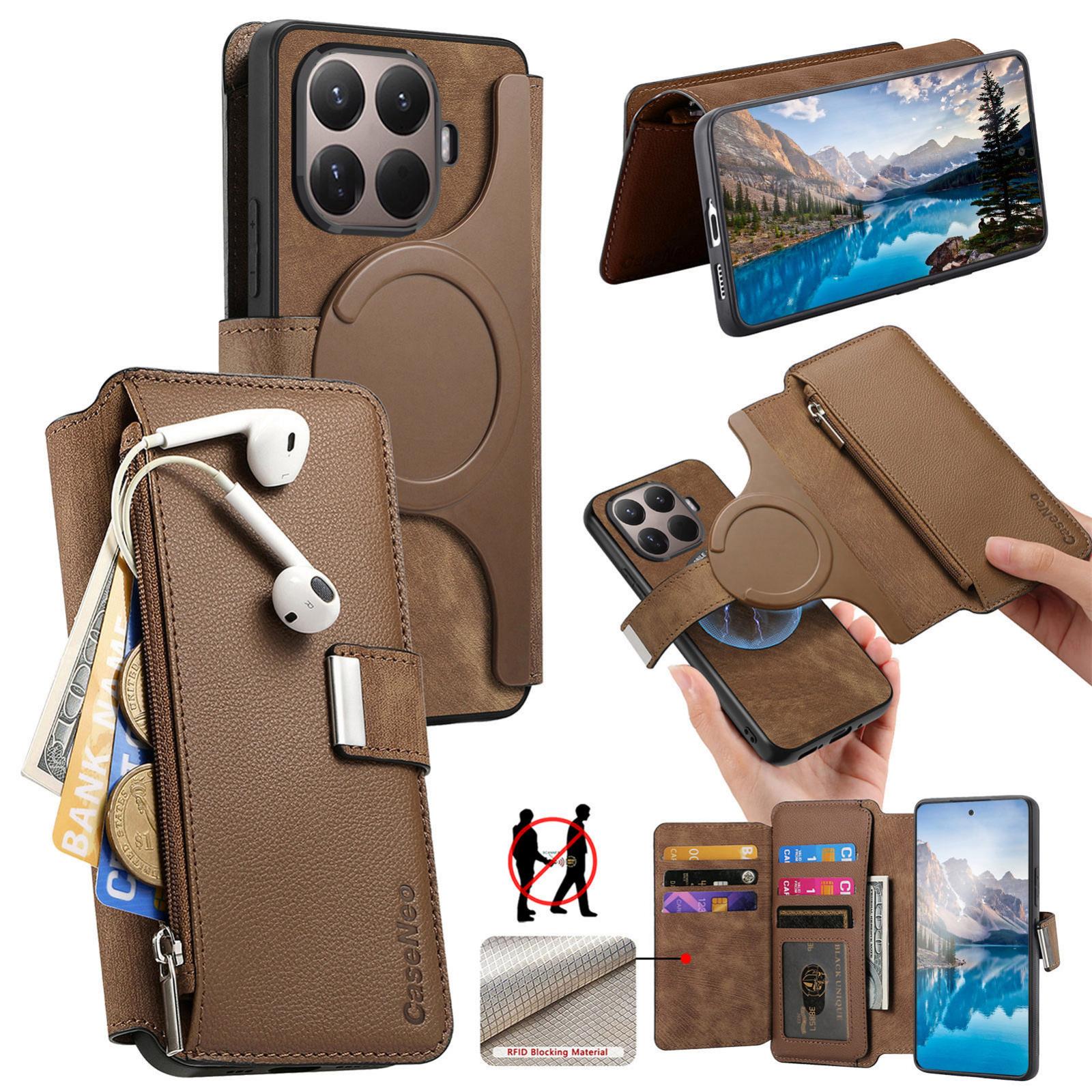 For Xiaomi 17T Pro 5G CaseNeo MagSafe RFID Anti-theft Zipper Wallet Retro Leather Phone Case(Brown) - Shopkiz.com