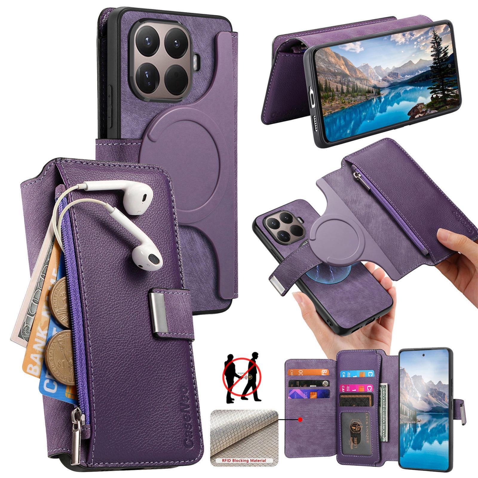 For Xiaomi 17T 5G CaseNeo MagSafe RFID Anti-theft Zipper Wallet Retro Leather Phone Case(Purple) - Shopkiz.com
