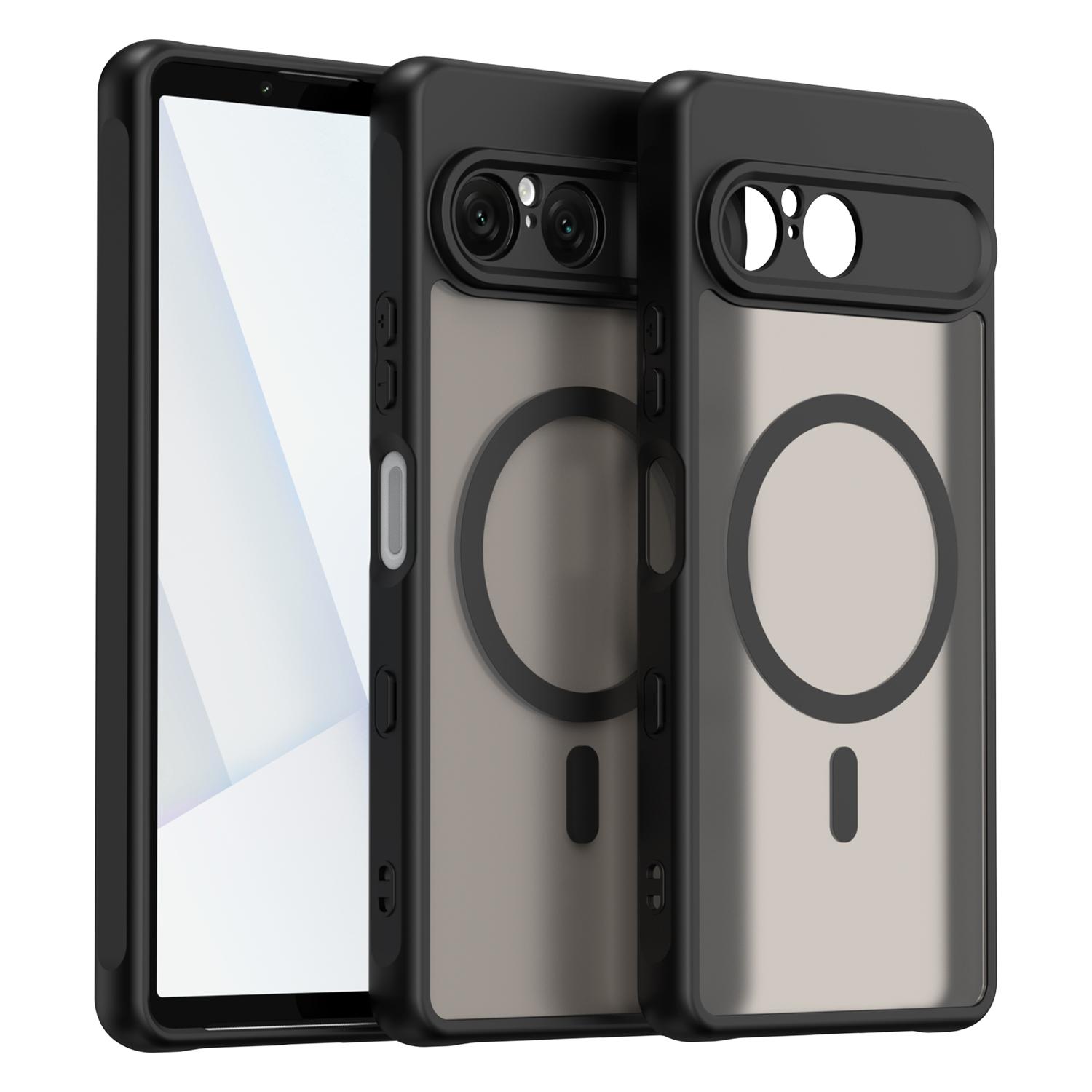 For Sony Xperia 10 VIII Fan Dun Series TPU Hybrid PC Frosted Magsafe Phone Case(Black) - Shopkiz.com