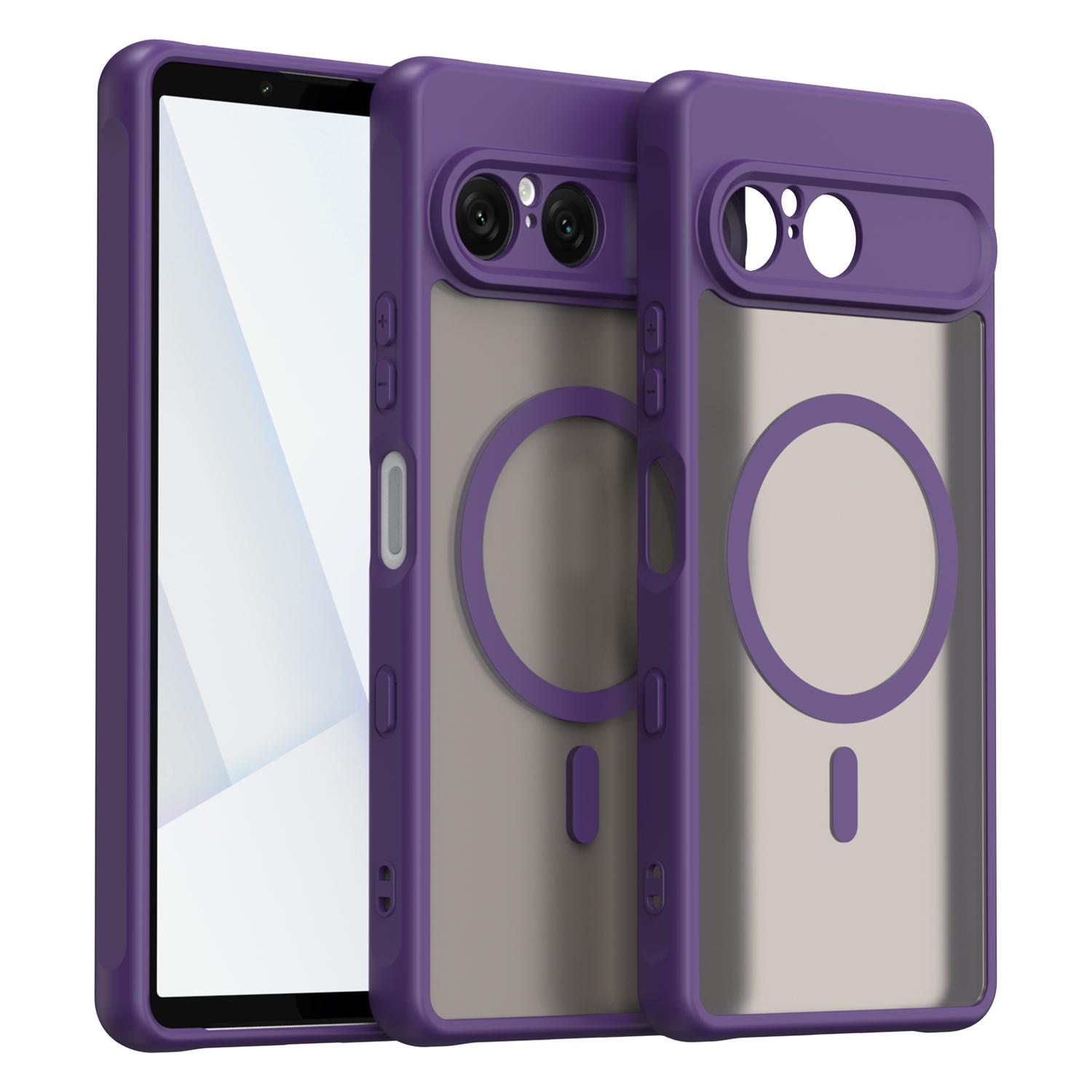 For Sony Xperia 10 VIII Fan Dun Series TPU Hybrid PC Frosted Magsafe Phone Case(Purple) - Shopkiz.com