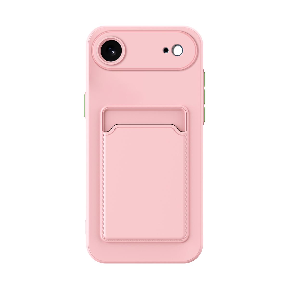 For iPhone Air Skin Feel Card Contrast Color Button TPU Phone Case(Pink) - Shopkiz.com