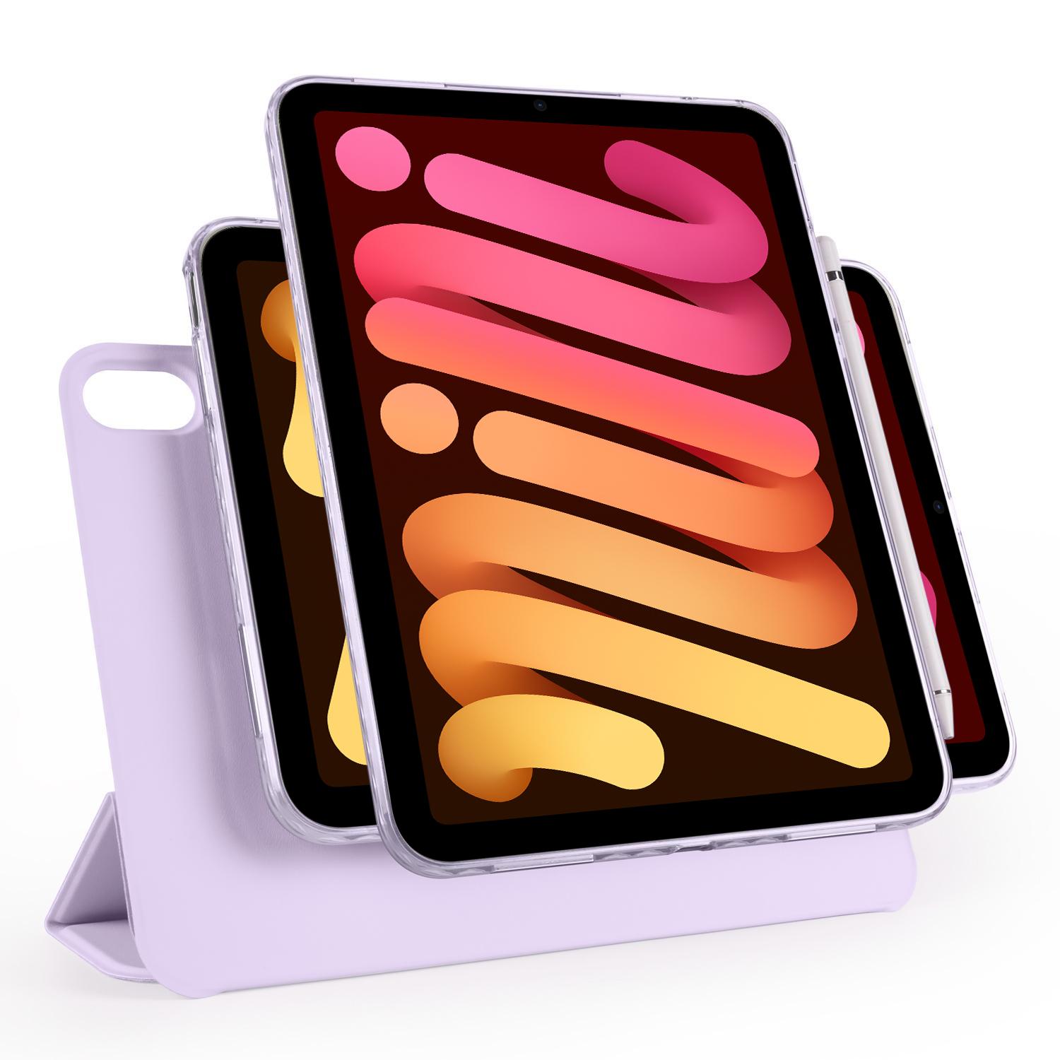 For iPad mini 2024 / mini 6 Trifold Magnetic Split Acrylic Leather Tablet Case(Taro Purple) - Shopkiz.com