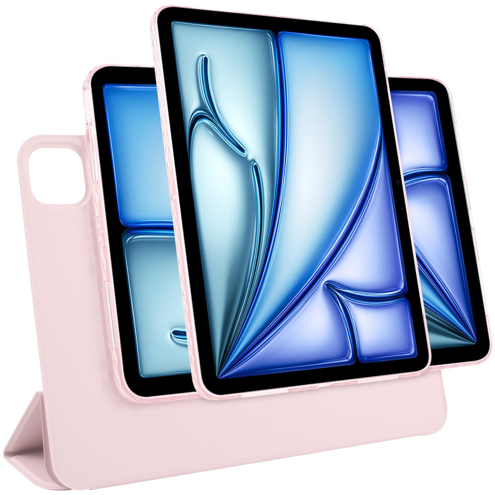 For iPad Air 11 2026 / 2025 / 2024 Trifold Magnetic Split Acrylic Leather Tablet Case(Pink) - Shopkiz.com