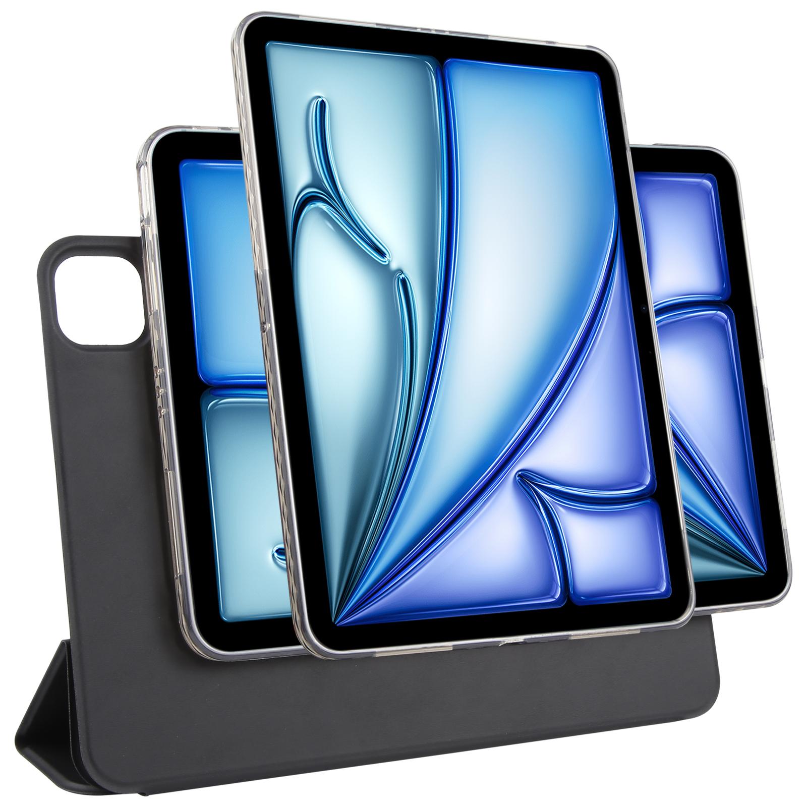 For iPad Air 11 2026 / 2025 / 2024 Trifold Magnetic Split Acrylic Leather Tablet Case(Black) - Shopkiz.com
