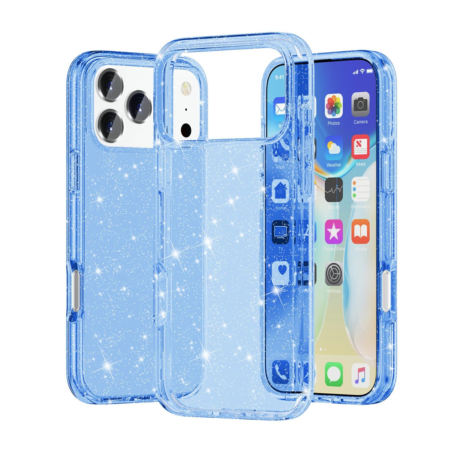 For iPhone 18 Pro Max / 17 Pro Max Shockproof Terminator Glitter Powder Phone Case(Blue) - Shopkiz.com