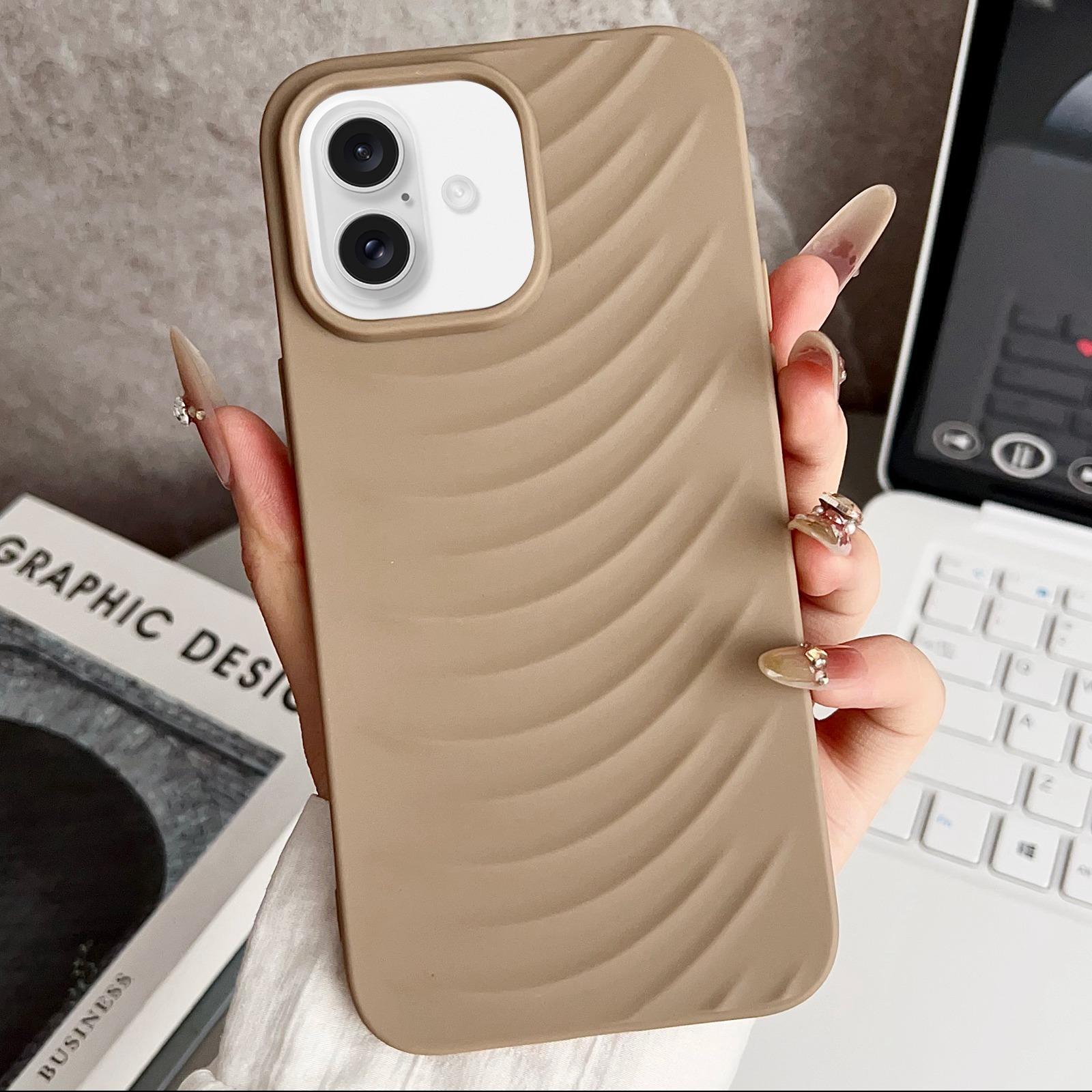 For iPhone 16 Water Ripples TPU Phone Case(Desert Gold) - Shopkiz.com