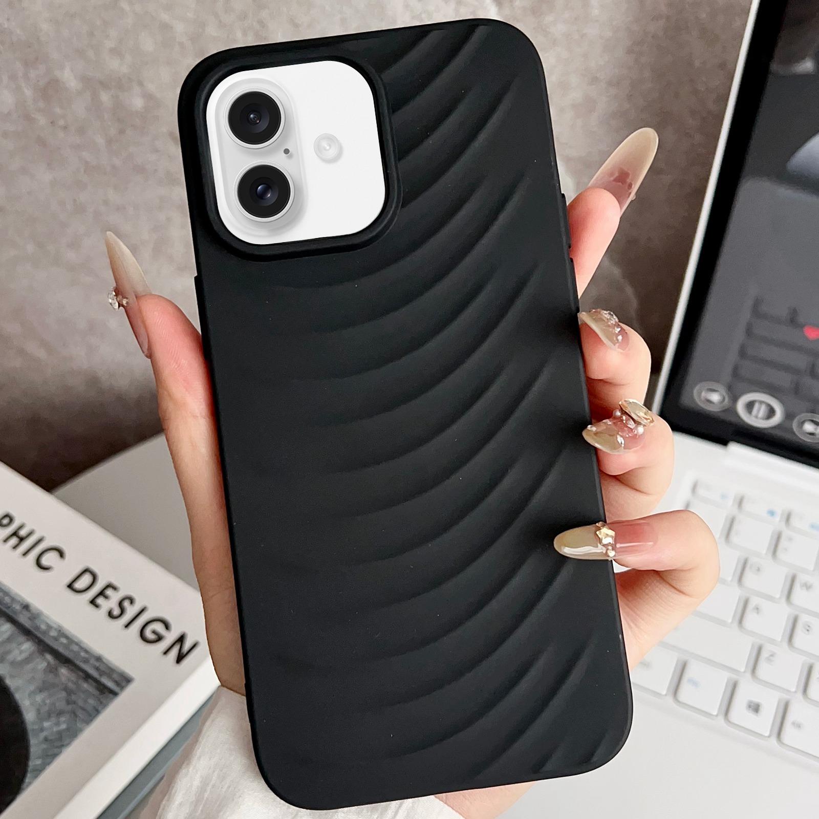 For iPhone 16 Water Ripples TPU Phone Case(Black) - Shopkiz.com