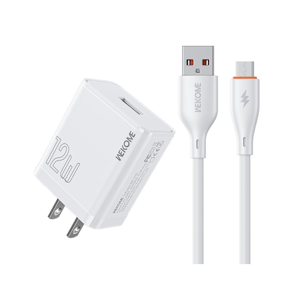 US Plug WK WP-U76 Kinkong 12W USB Charger Set(with Micro Cable) - Shopkiz.com