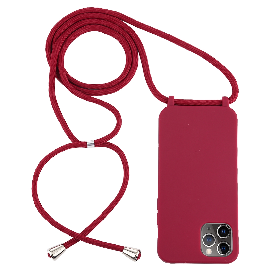 For iPhone 12 / 12 Pro Candy Colors TPU Protective Case with Lanyard(Red) - Shopkiz.com