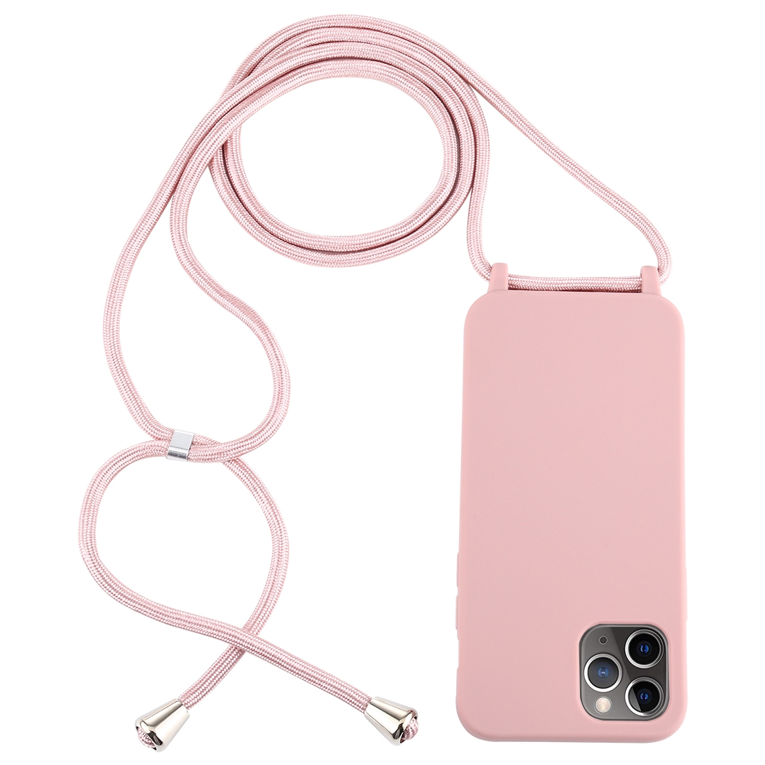 For iPhone 12 Pro Max Candy Colors TPU Protective Case with Lanyard(Rose Gold) - Shopkiz.com