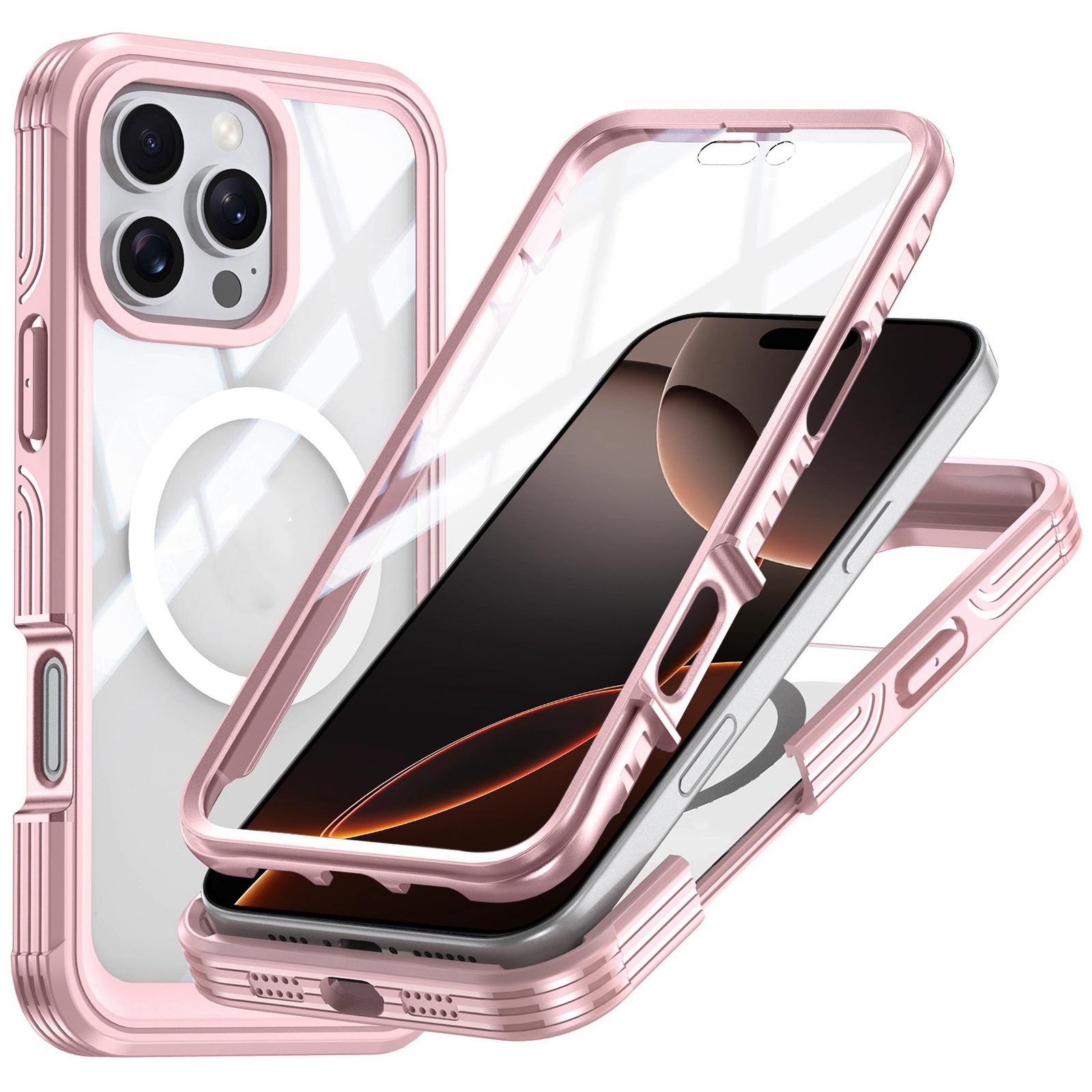 For iPhone 16 Pro Life Waterproof MagSafe Magnetic Rugged Phone Case(Pink) - Shopkiz.com
