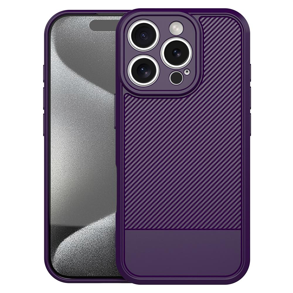 For iPhone 16 Pro Carbon Fiber Series Fine Hole TPU Phone Case(Purple) - Shopkiz.com