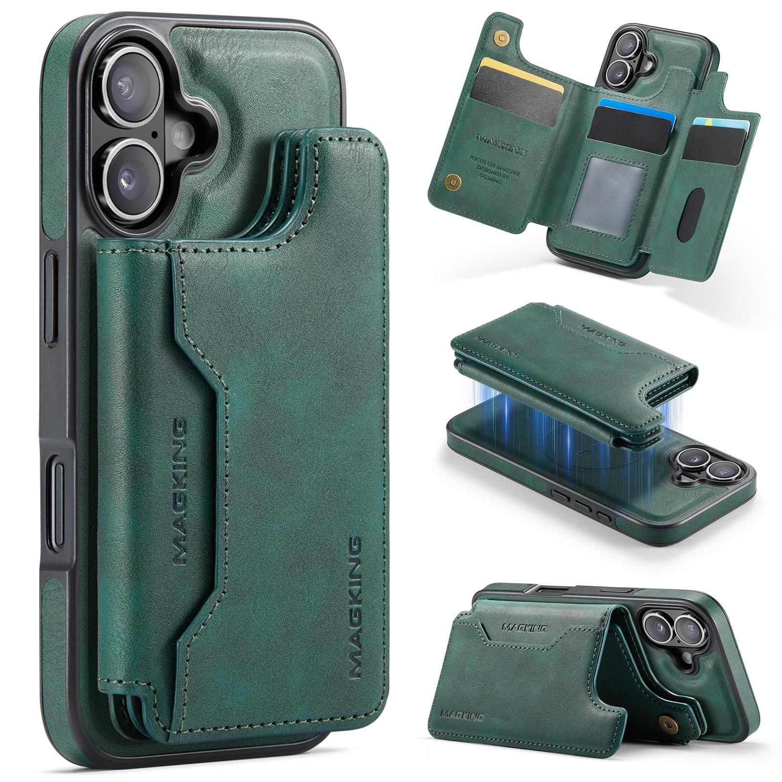 For iPhone 17 MAGKING K3 Series MagSafe RFID Card Bag Detachable Phone Case(Green) - Shopkiz.com