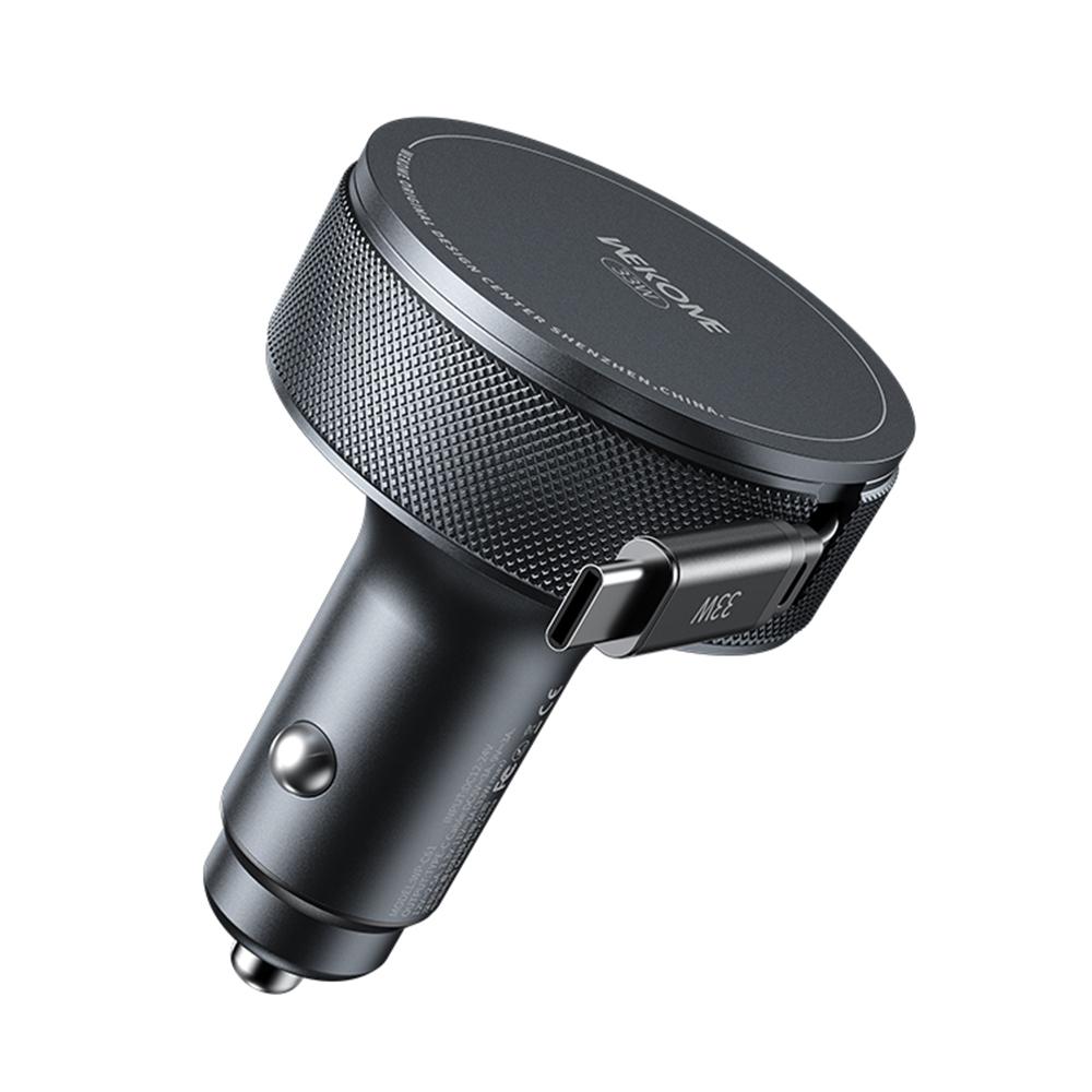WK WP-C61 K-Captain Zinyao 33W Fast Car Charger with USB-C / Type-C Retractable Cable(Tarnish) - Shopkiz.com