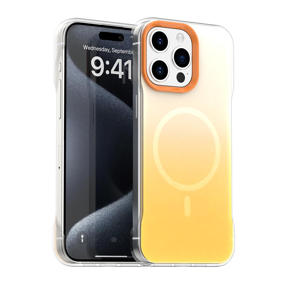 For iPhone 15 Pro Borderless Series Magnetic MagSafe Gradient Color Phone Case(Yellow) - Shopkiz.com